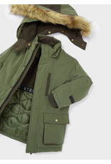 Mayoral Dark Thyme Faux Fur Hooded Parka