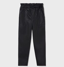 Mayoral Black Faux Leather Pant