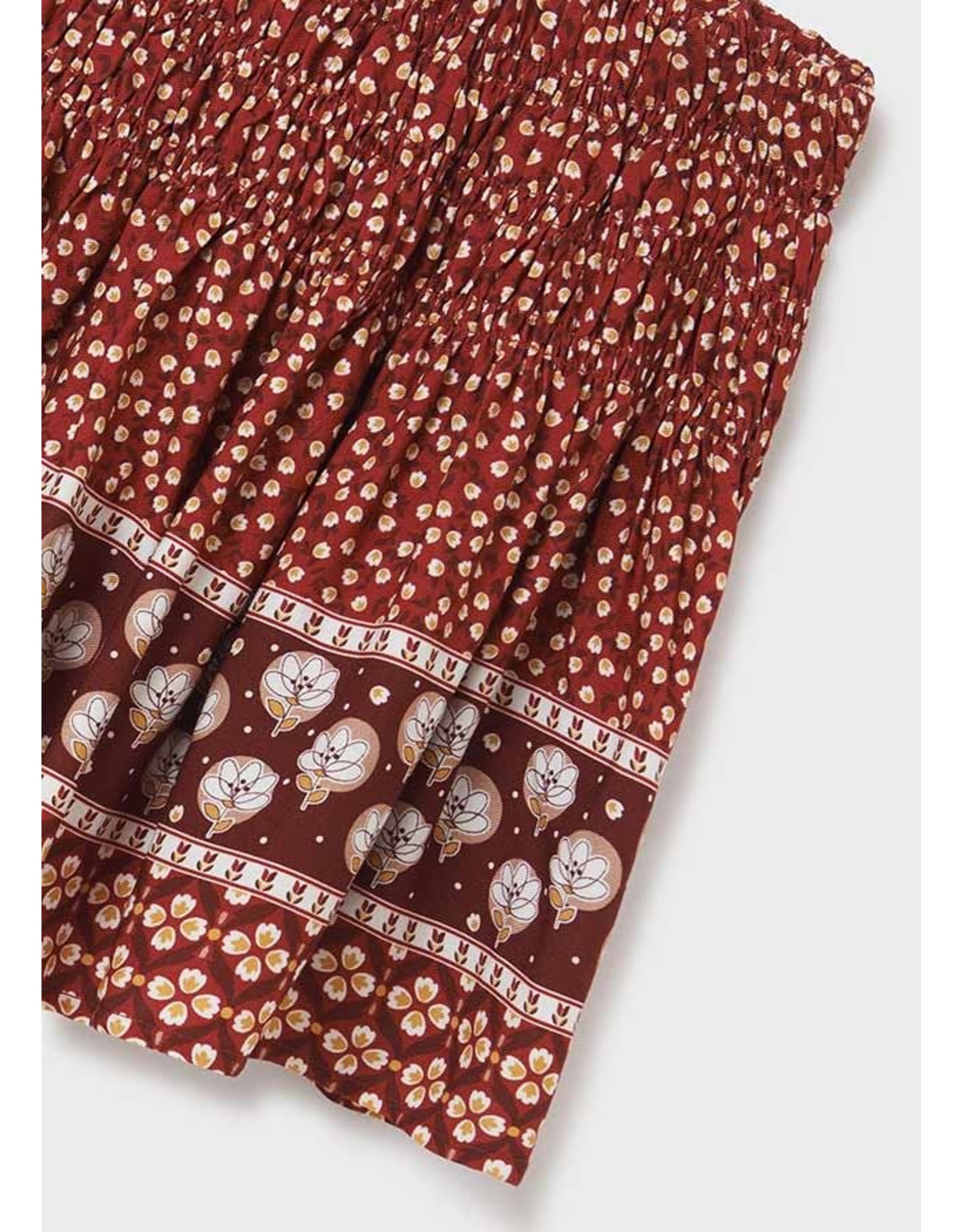 Mayoral Maroon Floral Printed Skirt