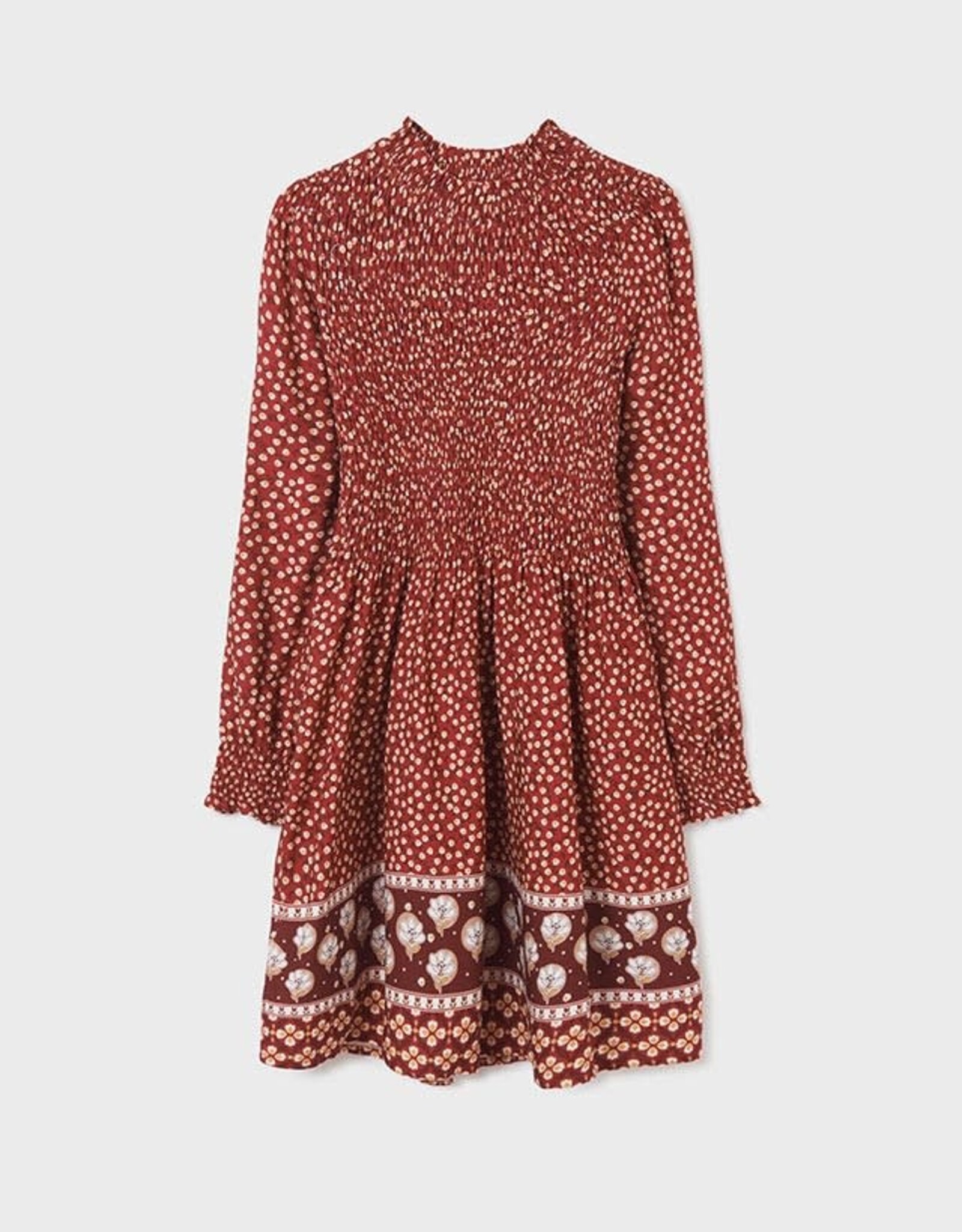 Mayoral Maroon Floral Printed Dress