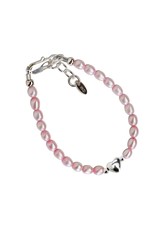 Destiny Silver Bracelet - Pink Freshwater Pearls and Heart