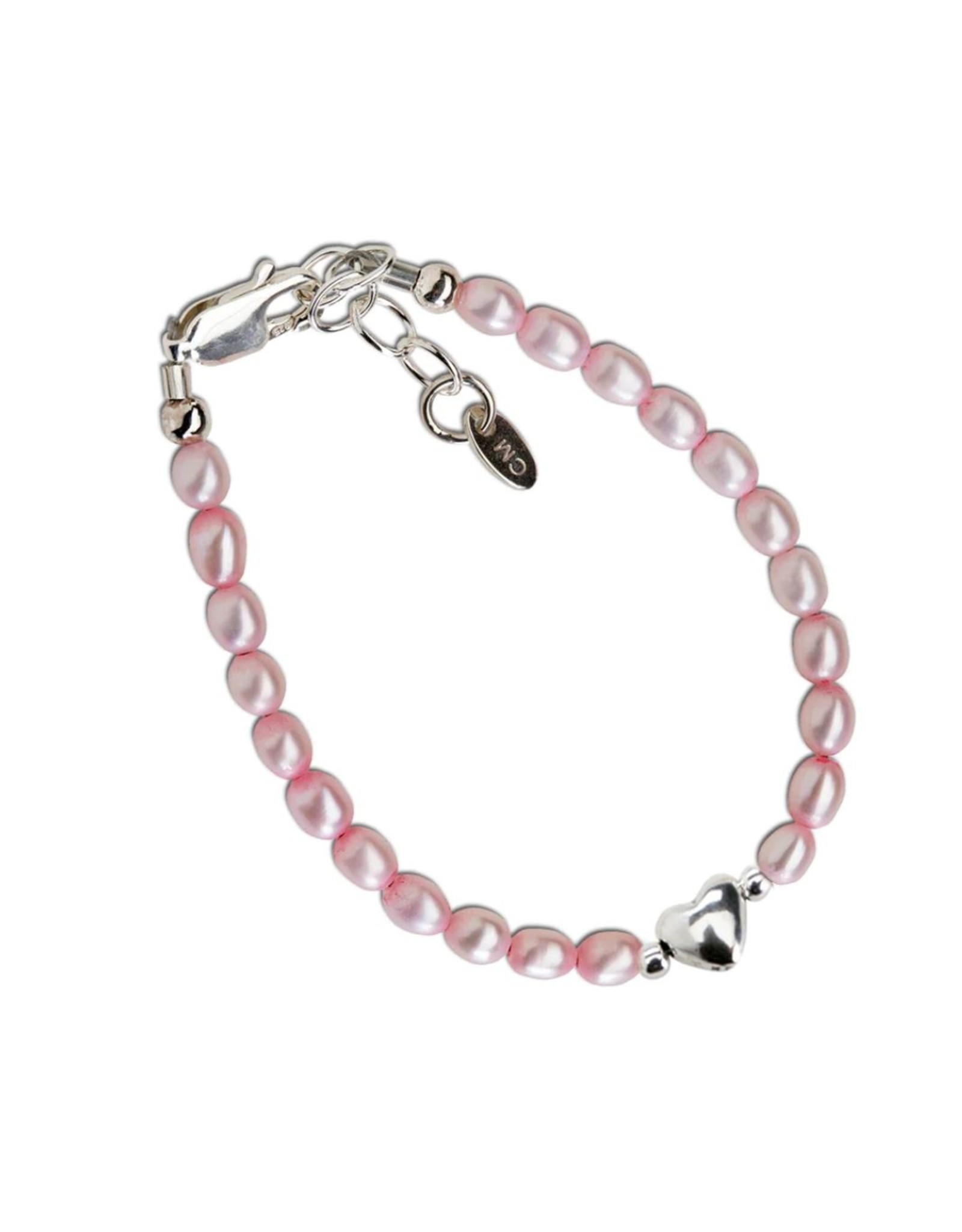 Cherished Moments Destiny Silver Bracelet - Pink Freshwater Pearls and Heart