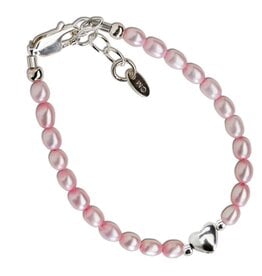 Cherished Moments Destiny Silver Bracelet - Pink Freshwater Pearls and Heart