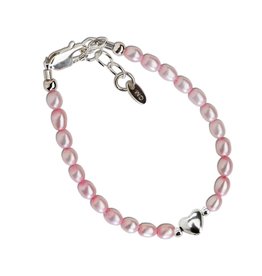 Cherished Moments Destiny Silver Bracelet - Pink Freshwater Pearls and Heart