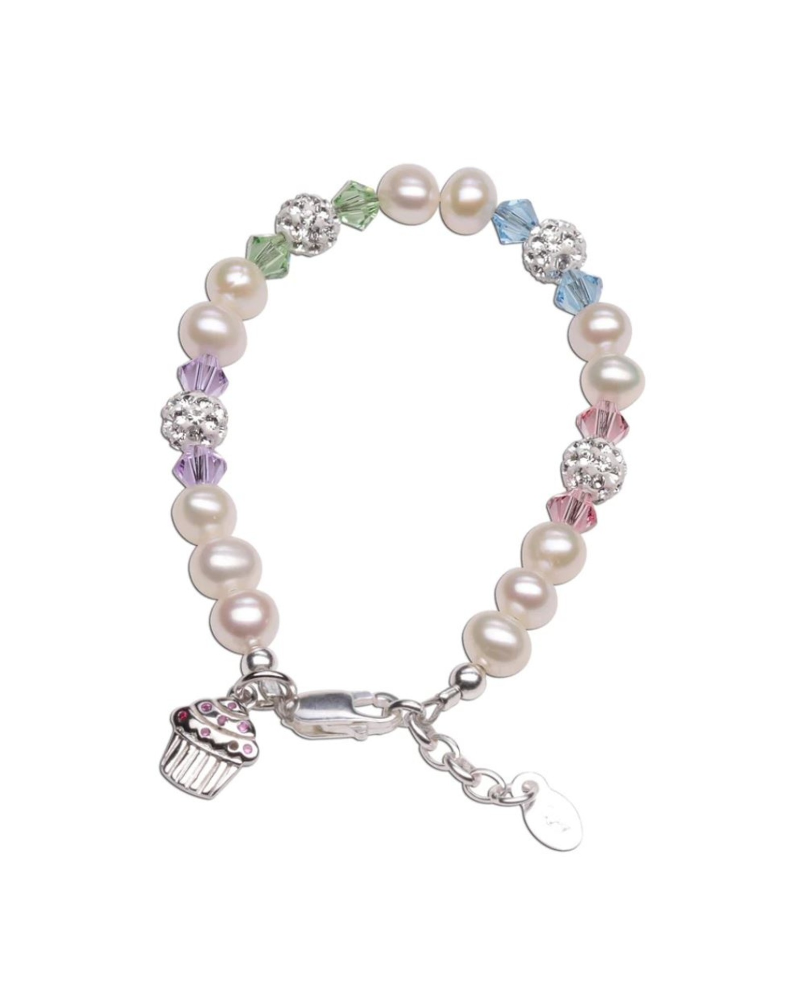 Cherished Moments Sweet Cupcake Sterling Silver Swarovski Pearl Bracelet with Cupcake Charm