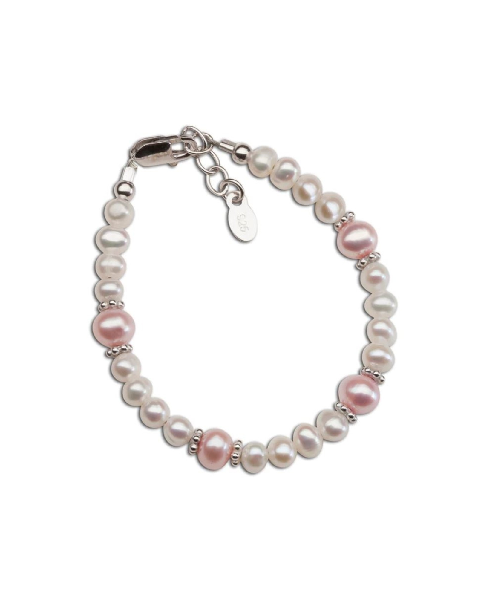 Cherished Moments Addie Silver Bracelet with Pink and White Freshwater Pearls