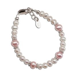 Cherished Moments Addie Silver Bracelet with Pink and White Freshwater Pearls