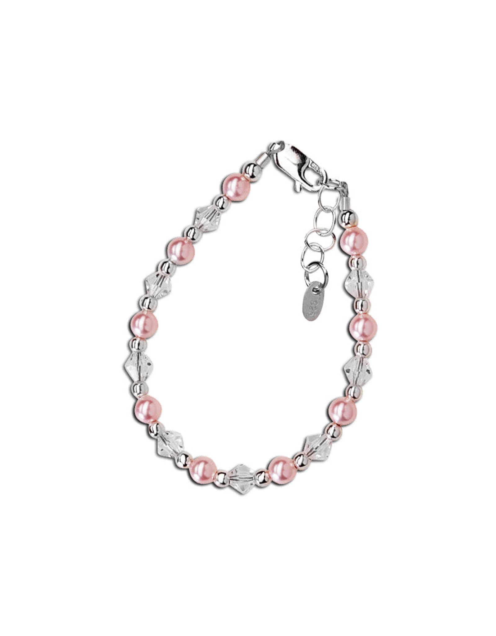 Payton Silver Bracelet with Pink Swarovski Pearls/Crystals