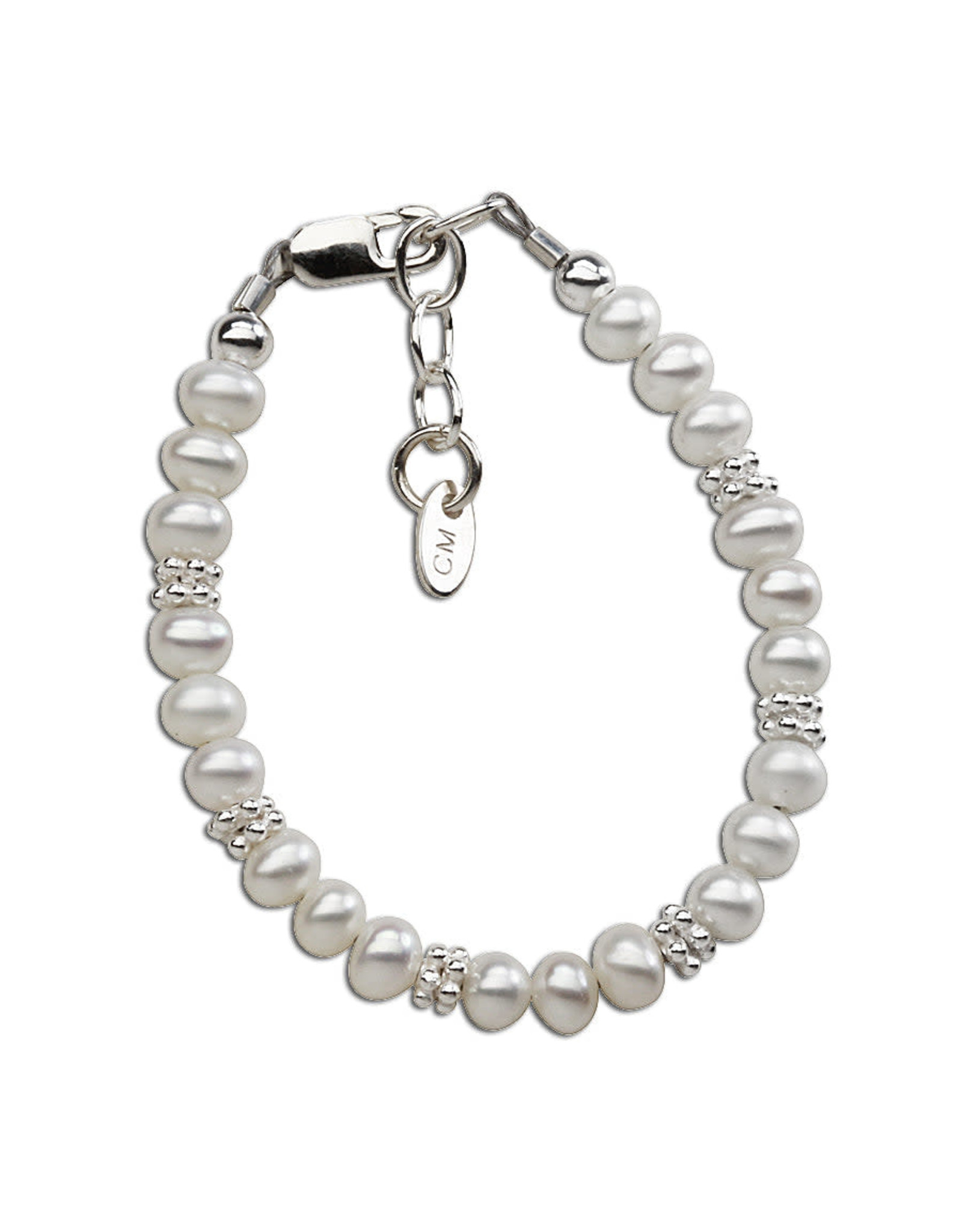 Victoria Silver Bracelet with Freshwater Pearls & Daisy Accents