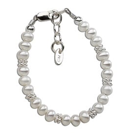 Cherished Moments Victoria Silver Bracelet with Freshwater Pearls & Daisy Accents