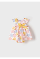 Mayoral Large Flower Dress with Yellow Bow