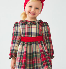 Abel & Lula Red Holiday Plaid Dress with Belted Waist