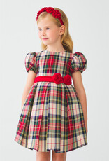 Abel & Lula Girls Red Holiday Plaid Dress w/Short Sleeves
