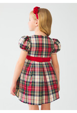 Abel & Lula Girls Red Holiday Plaid Dress w/Short Sleeves