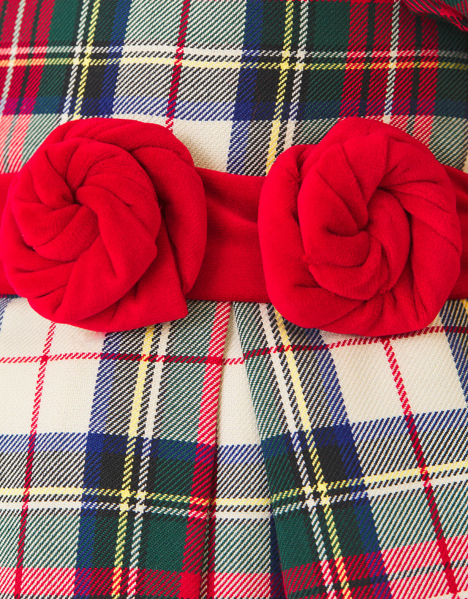 Abel & Lula Girls Red Holiday Plaid Dress w/Short Sleeves