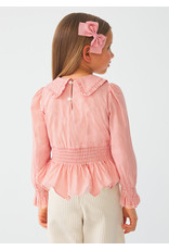 Abel & Lula Blush Collared Gingham Plaid Blouse