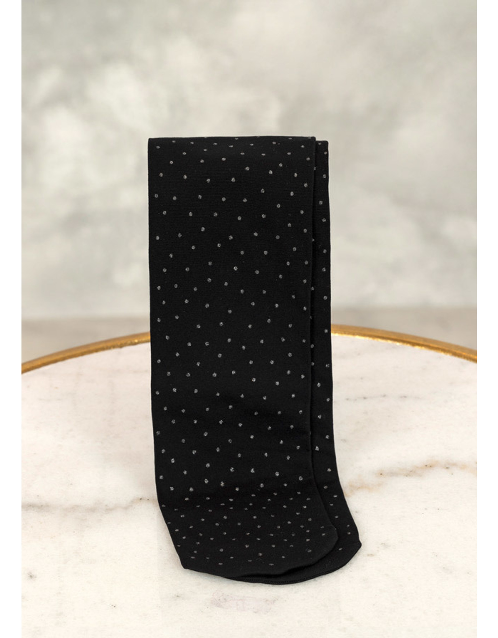 Abel & Lula Glitter Polka Dot Stockings in Black-Silver