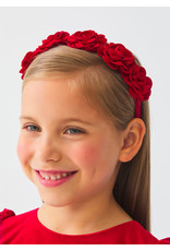 Abel & Lula Faux Suede Floral Headband in Red