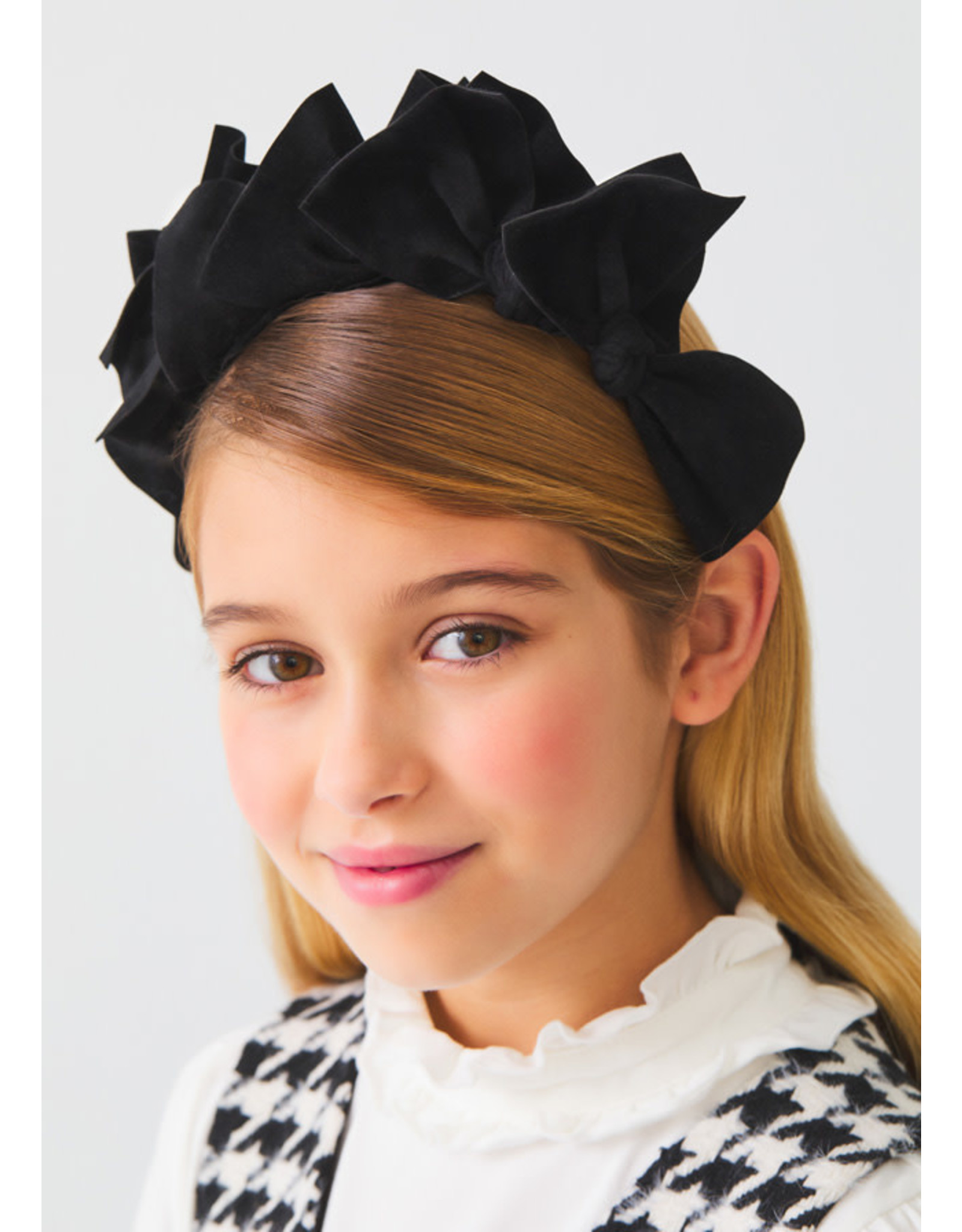 Abel & Lula Faux Suede Bows Headband in Black