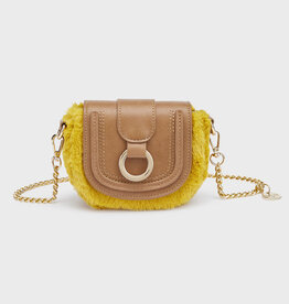 Abel & Lula Orange-Yellow Faux Fur Bag