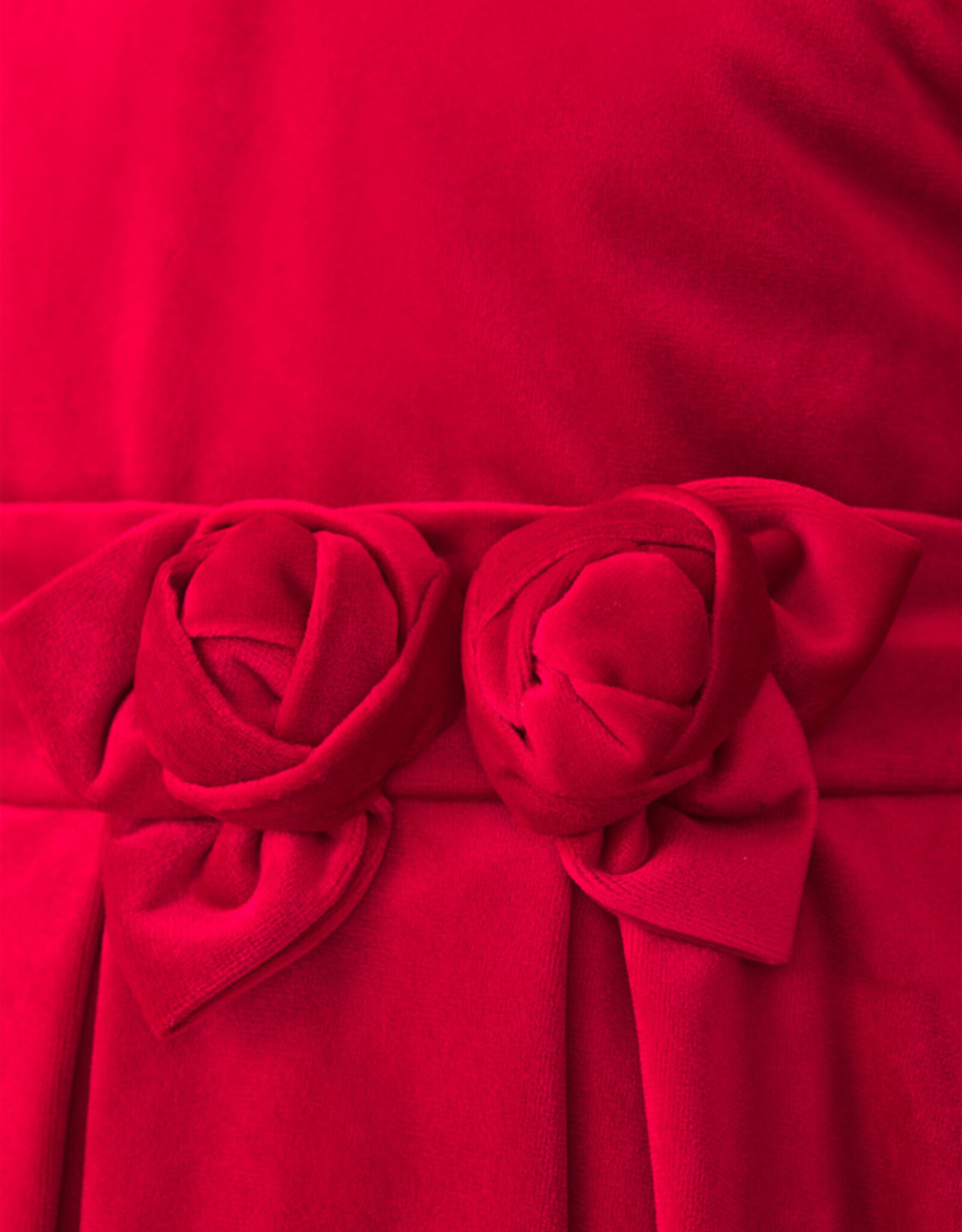 Abel & Lula Red Velvet Holiday Dress with Floral Waistband