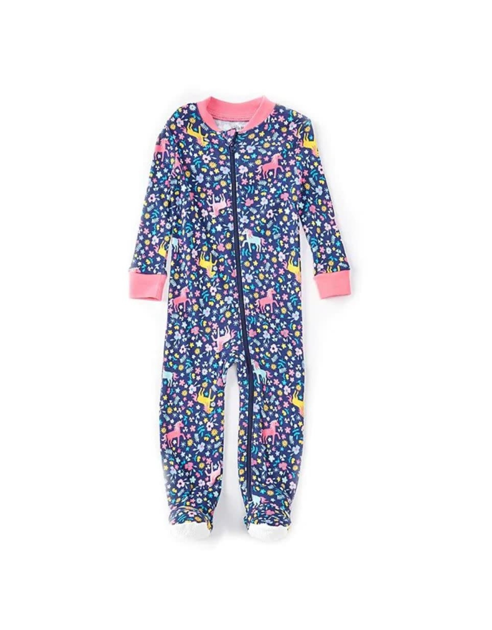 Little Me Unicorn Zip Front Footie Pajama