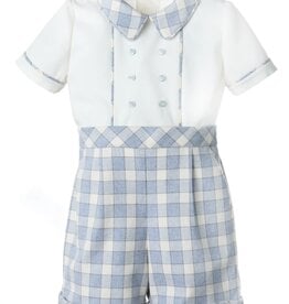 Casero Blue Gingham Check Boy Set