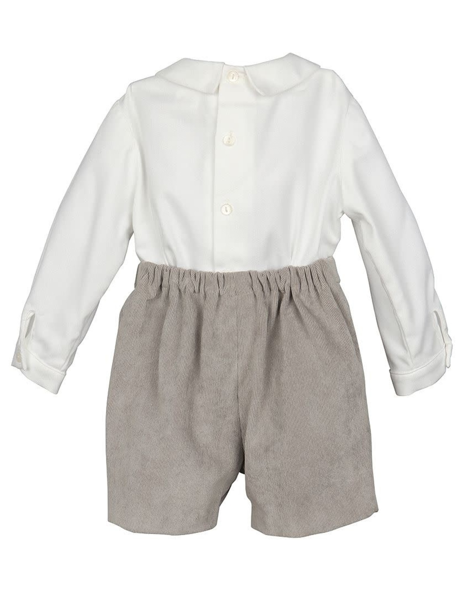 Casero White Shirt and Beige Shorts Set