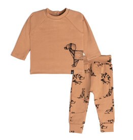 Deux Par Deux Tawny Birch Origami Dog Top & Pant Set