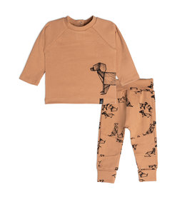 Deux Par Deux Tawny Birch Origami Dog Top & Pant Set