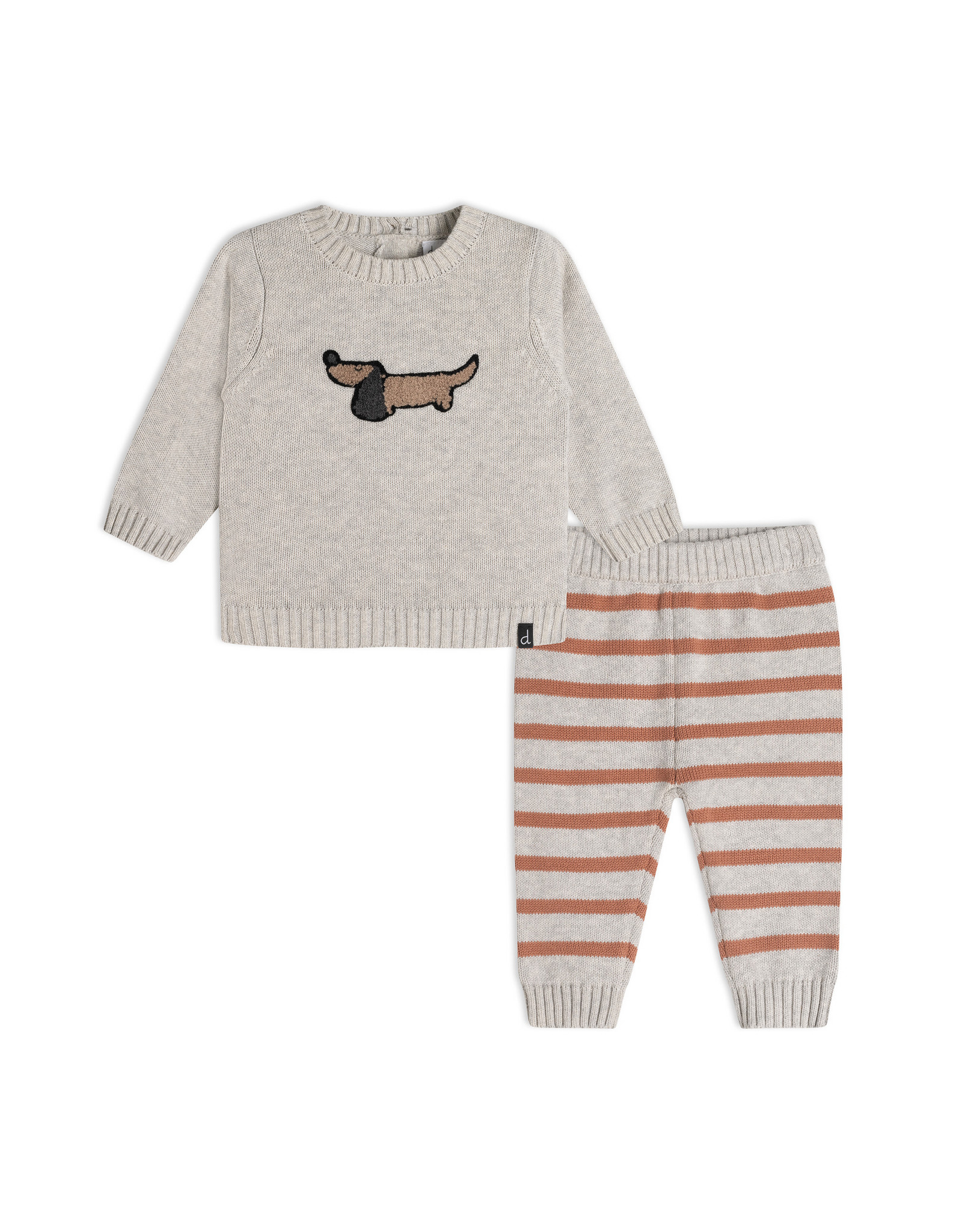 Deux Par Deux Weiner Dog Top & Pant Knit Set