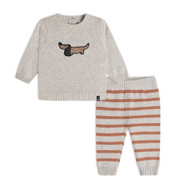 Deux Par Deux Weiner Dog Top & Pant Knit Set