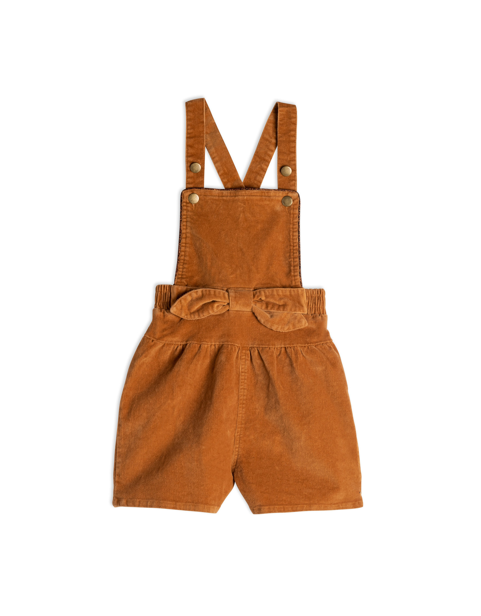 Deux Par Deux Raw Sienna Cord Overall w/Bow