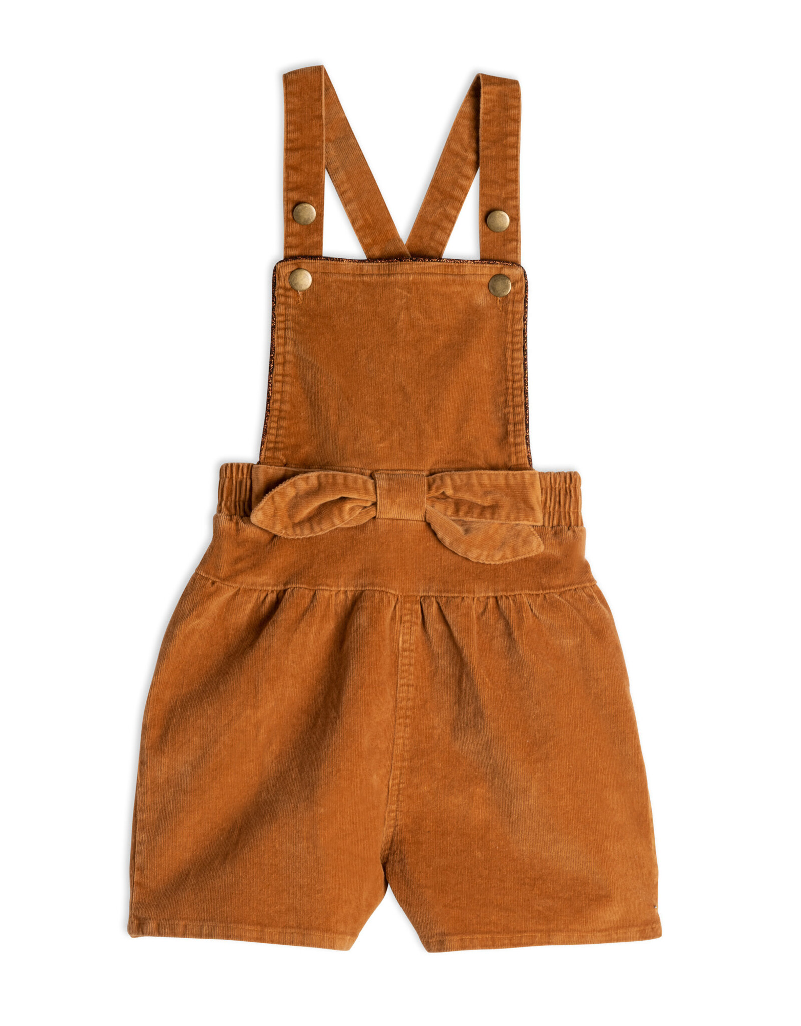 Deux Par Deux Raw Sienna Cord Overall w/Bow