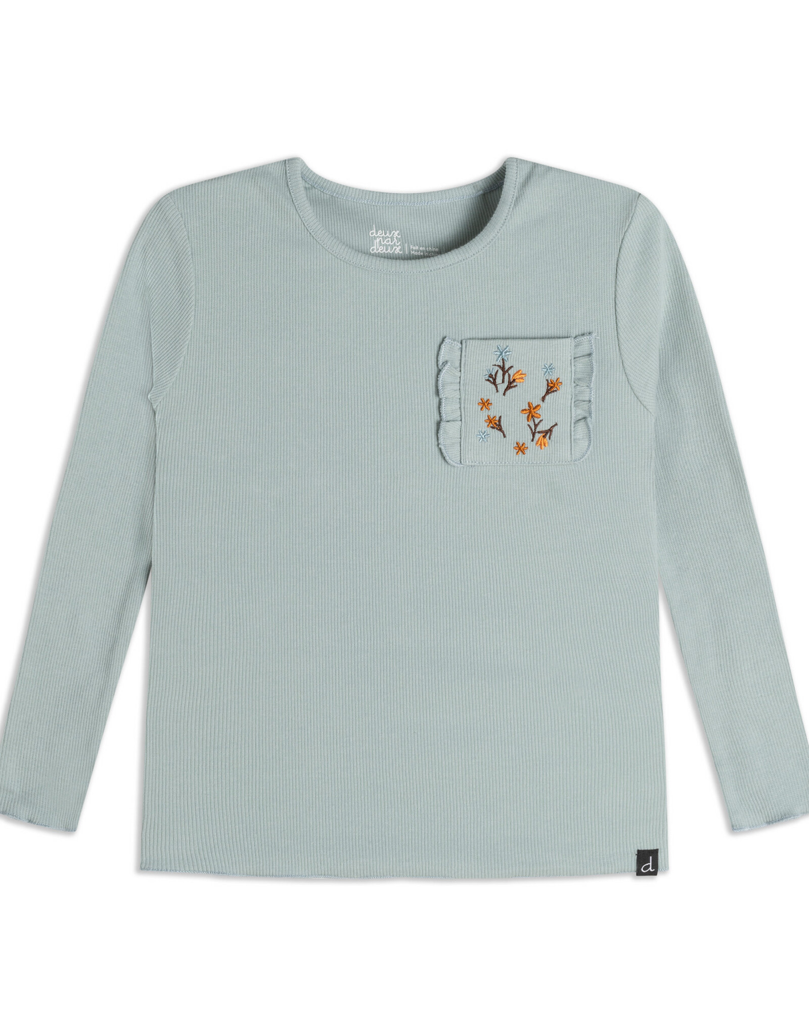 Deux Par Deux Smoke Blue Rib Long Sleeve w/Pocket