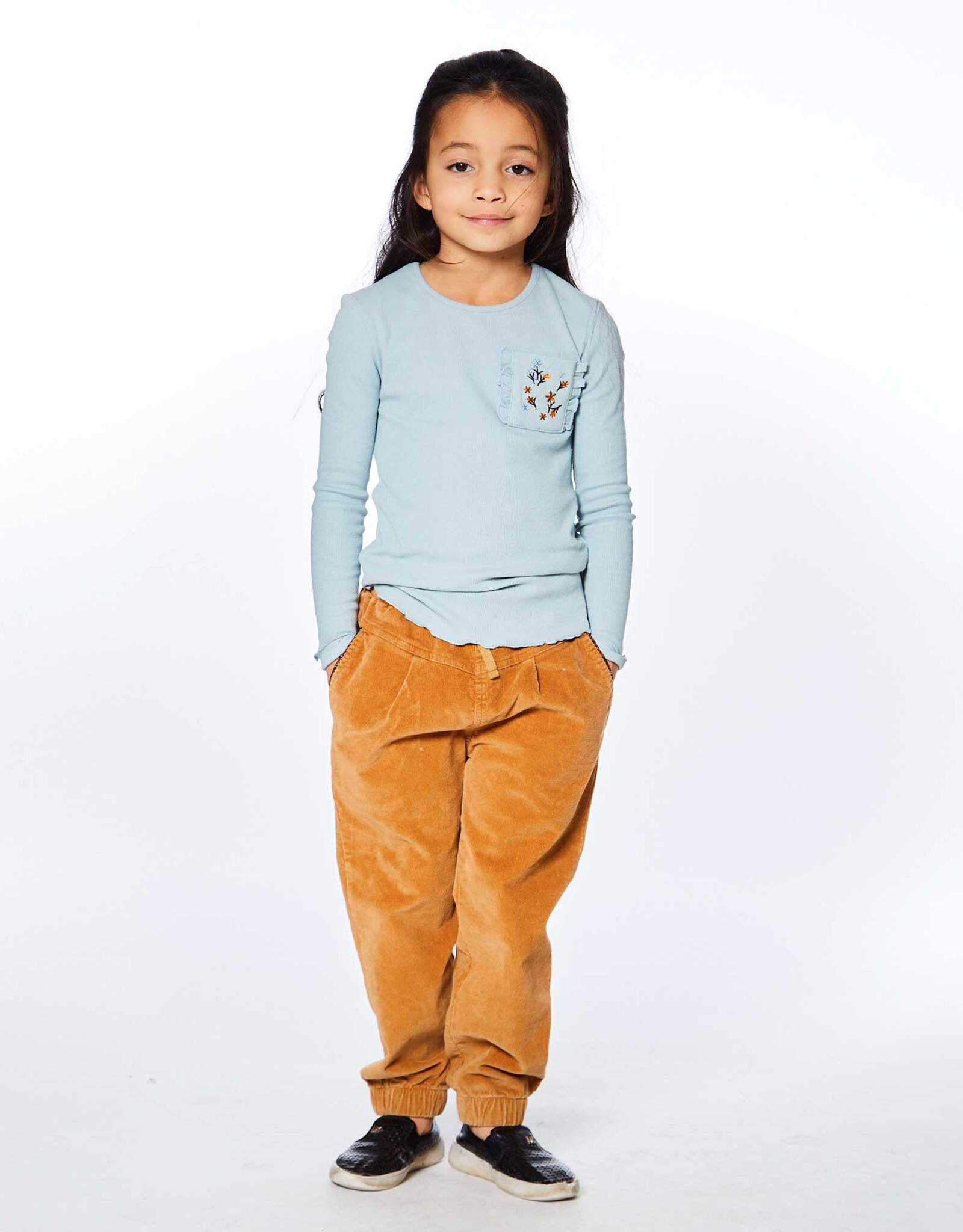 Deux Par Deux Smoke Blue Rib Long Sleeve w/Pocket