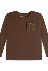 Deux Par Deux Seal Brown Rib Long Sleeve w/Pocket