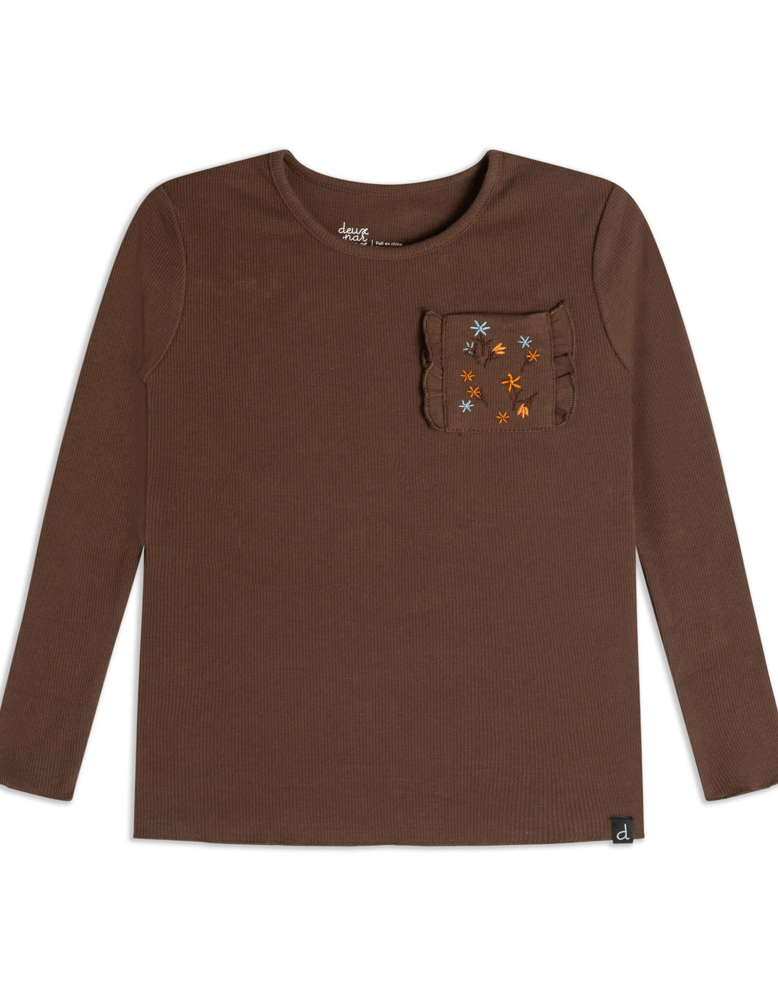 Deux Par Deux Seal Brown Rib Long Sleeve w/Pocket