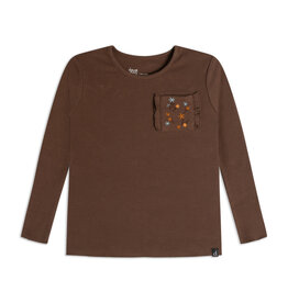 Deux Par Deux Seal Brown Rib Long Sleeve w/Pocket