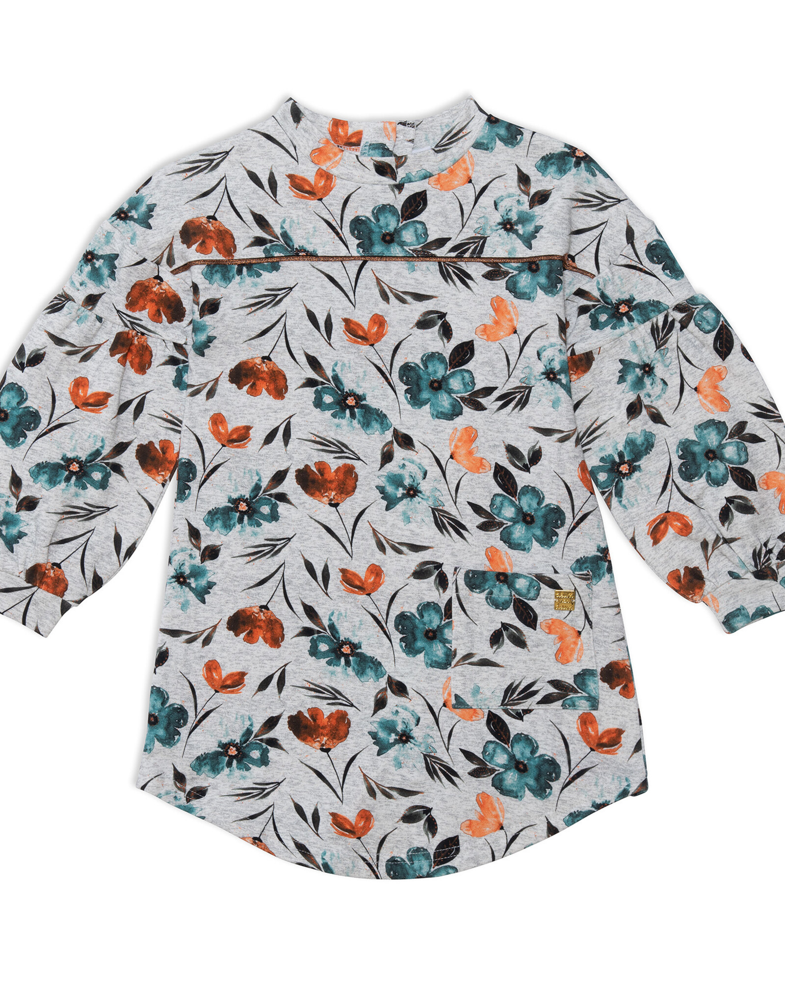 Deux Par Deux Watercolor Flowers Long Sleeve Dress