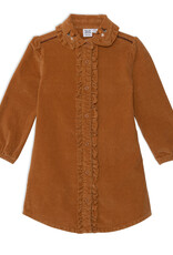 Deux Par Deux Raw Sienna Cord Long Sleeve Dress w/Frill