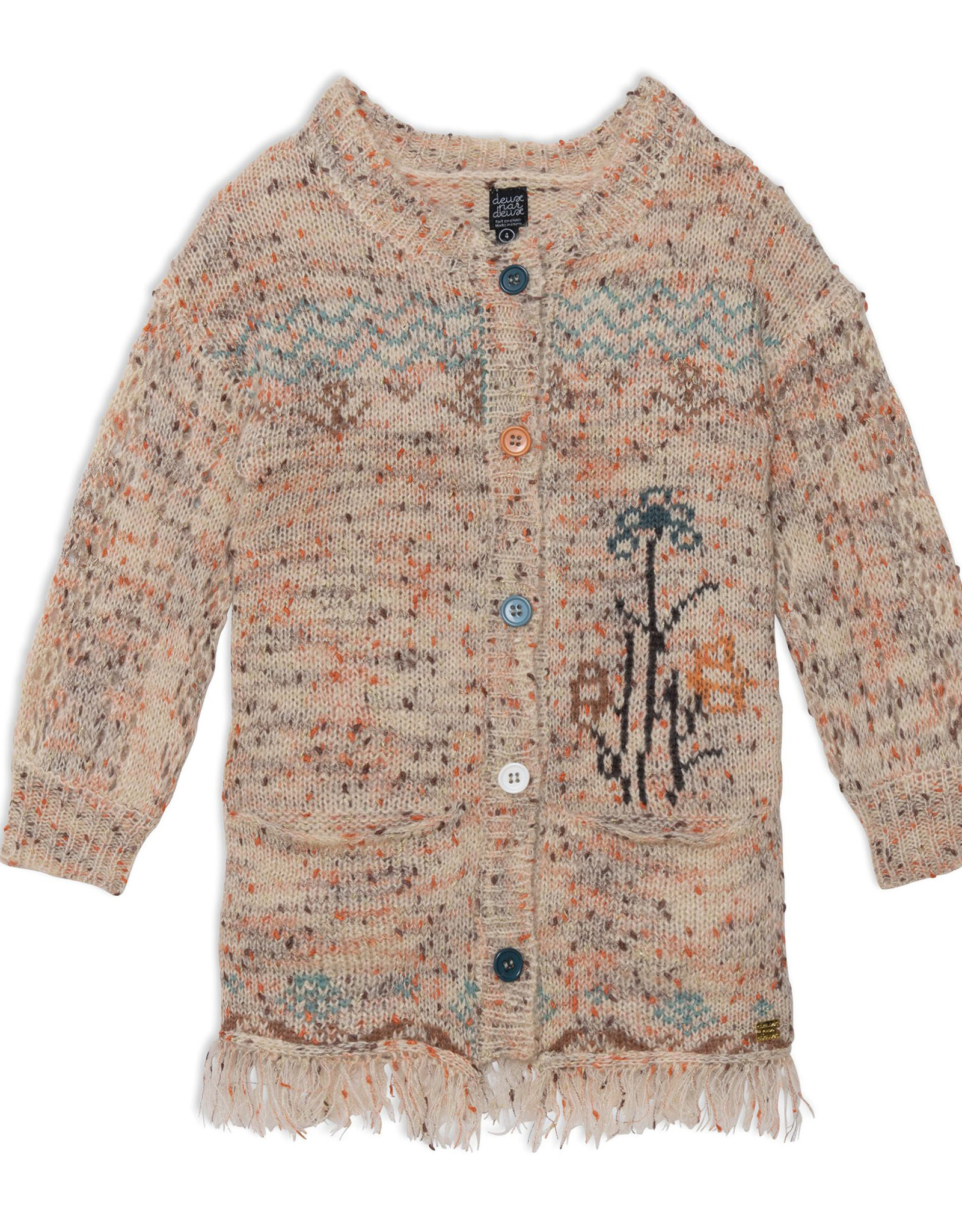 Deux Par Deux Multi Long Knitted Cardigan