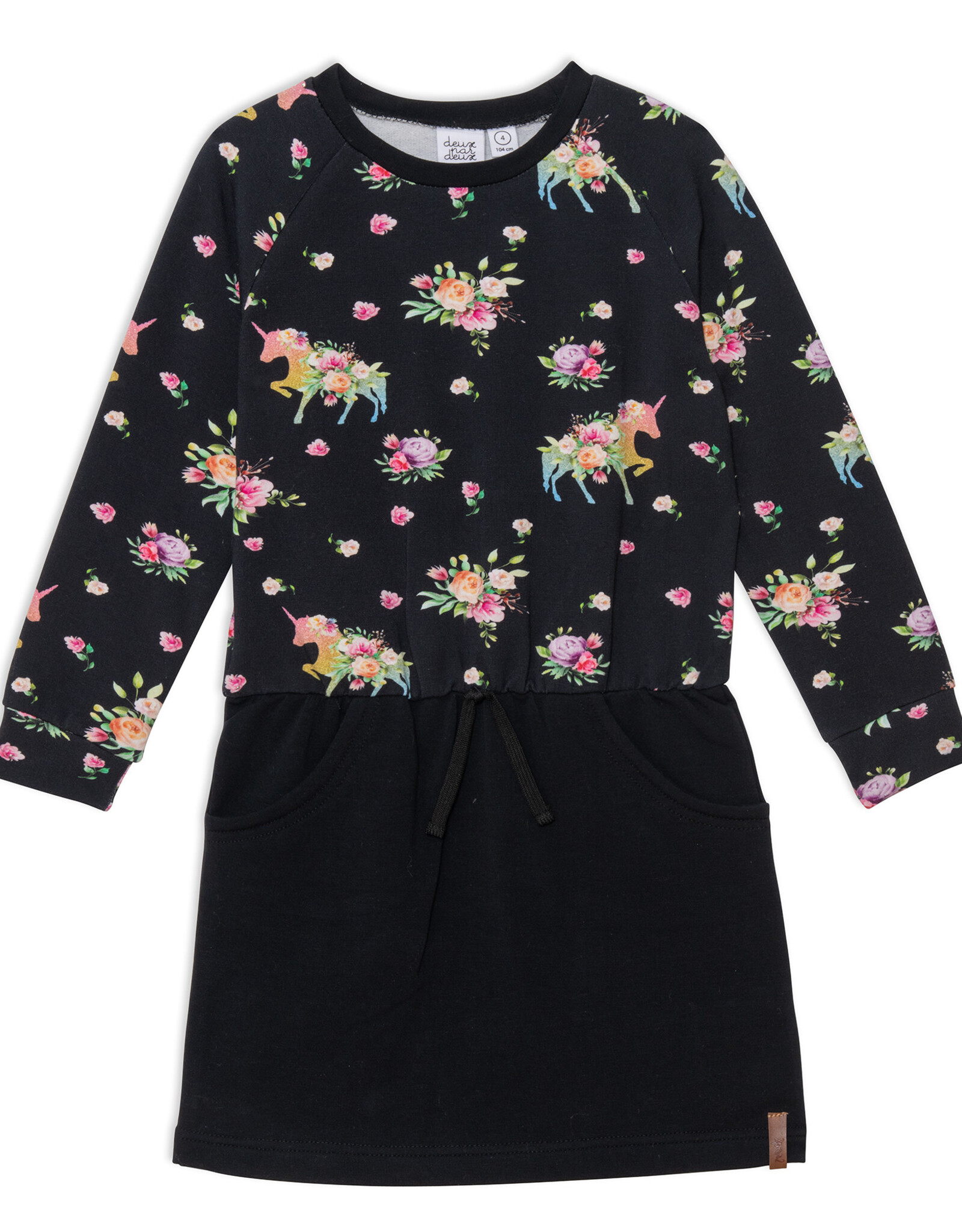 Deux Par Deux Flower Unicorn Printed Dress