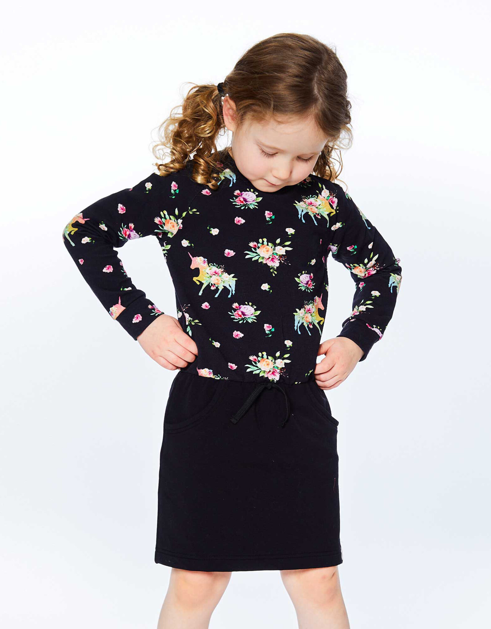 Deux Par Deux Flower Unicorn Printed Dress