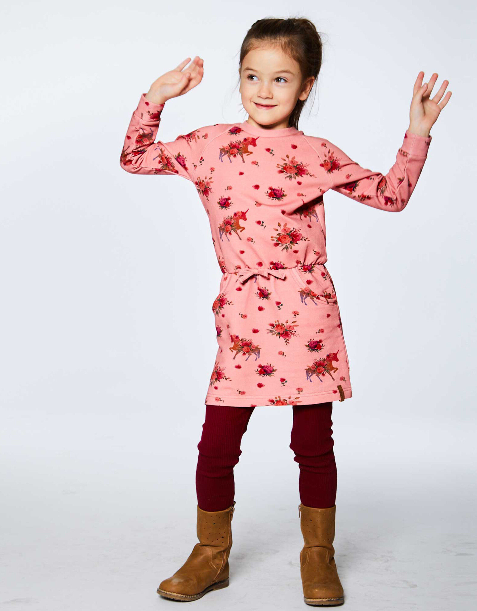 Deux Par Deux Pink Flower Unicorn Printed Dress