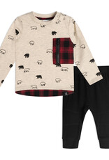 Deux Par Deux Grizzly Bear Top & Pant Set