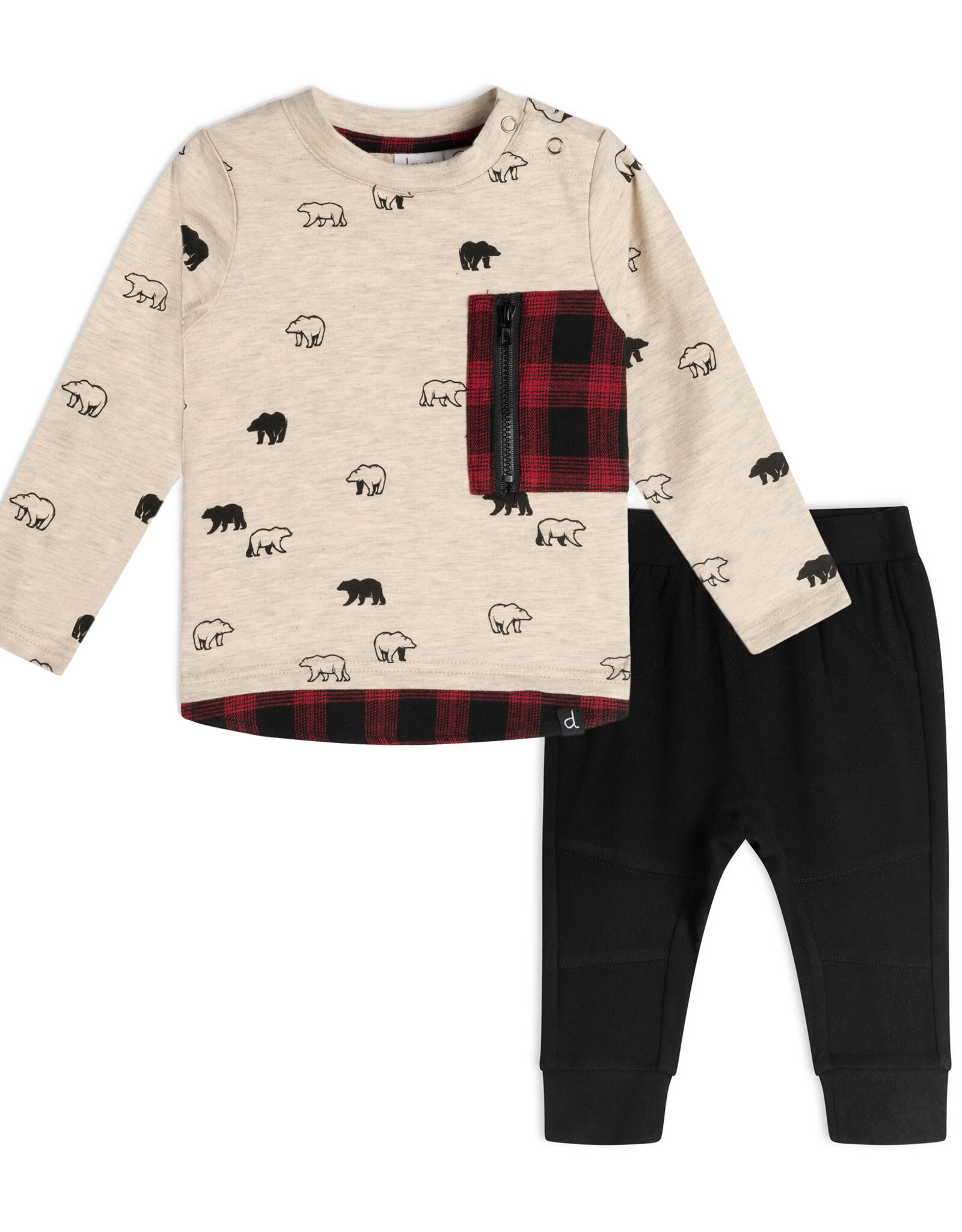 Deux Par Deux Grizzly Bear Top & Pant Set