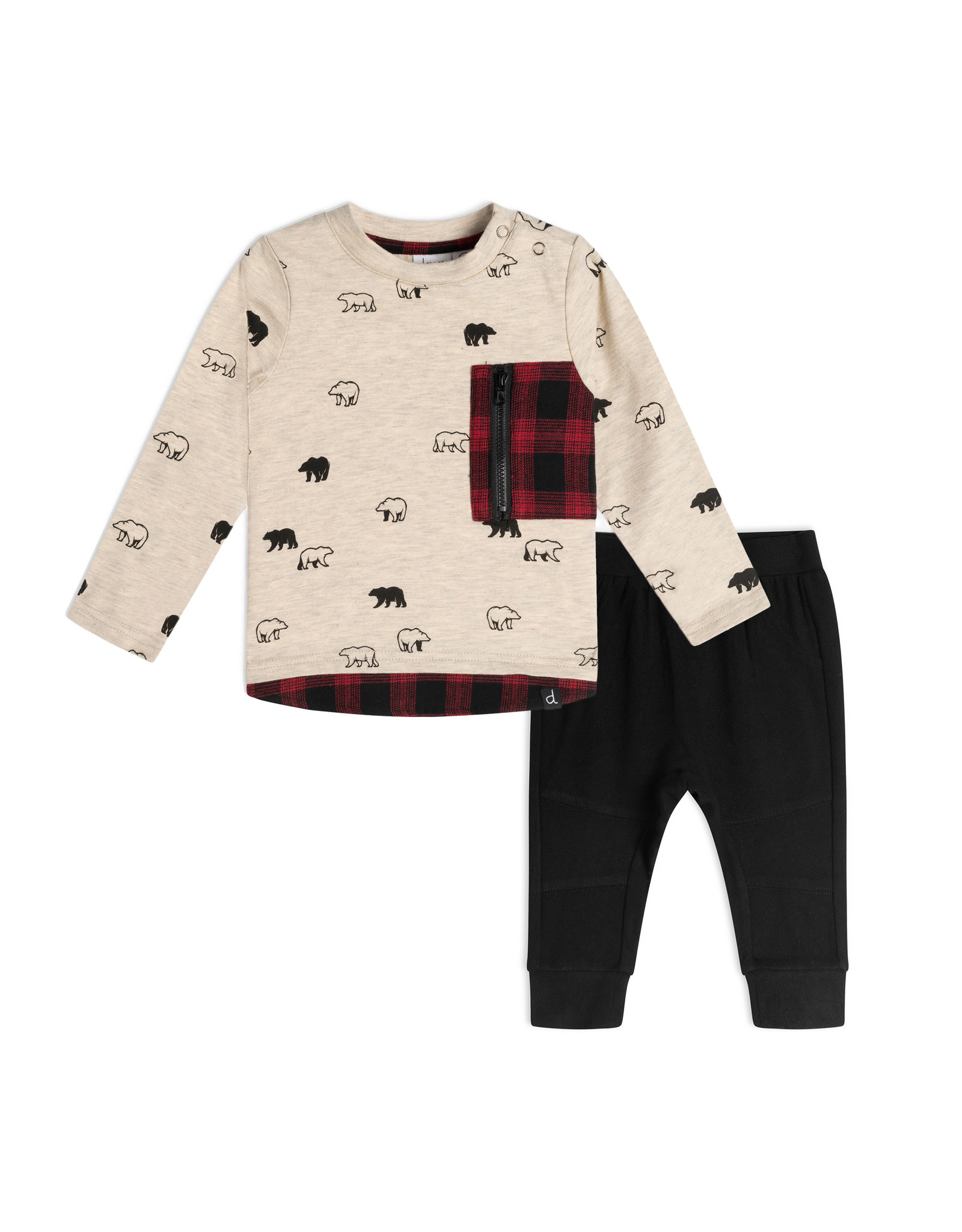 Deux Par Deux Grizzly Bear Top & Pant Set