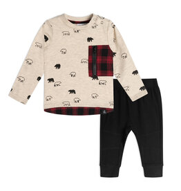 Deux Par Deux Grizzly Bear Top & Pant Set