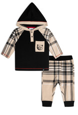 Deux Par Deux Grizzly Plaid Top & Pant Set